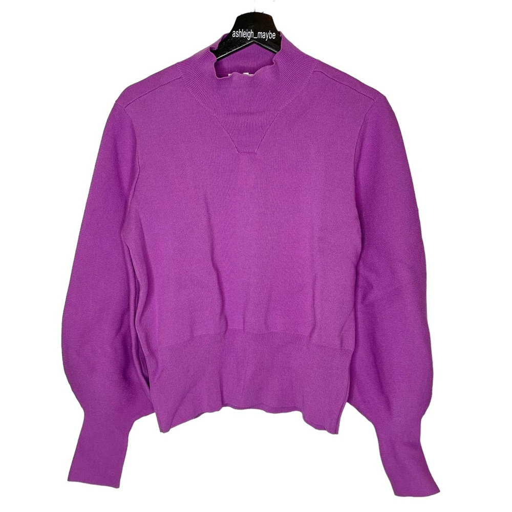 Just Female | Alma Bishop Sleeve Mock Neck Fuchsia Purple Sweater Size Medium